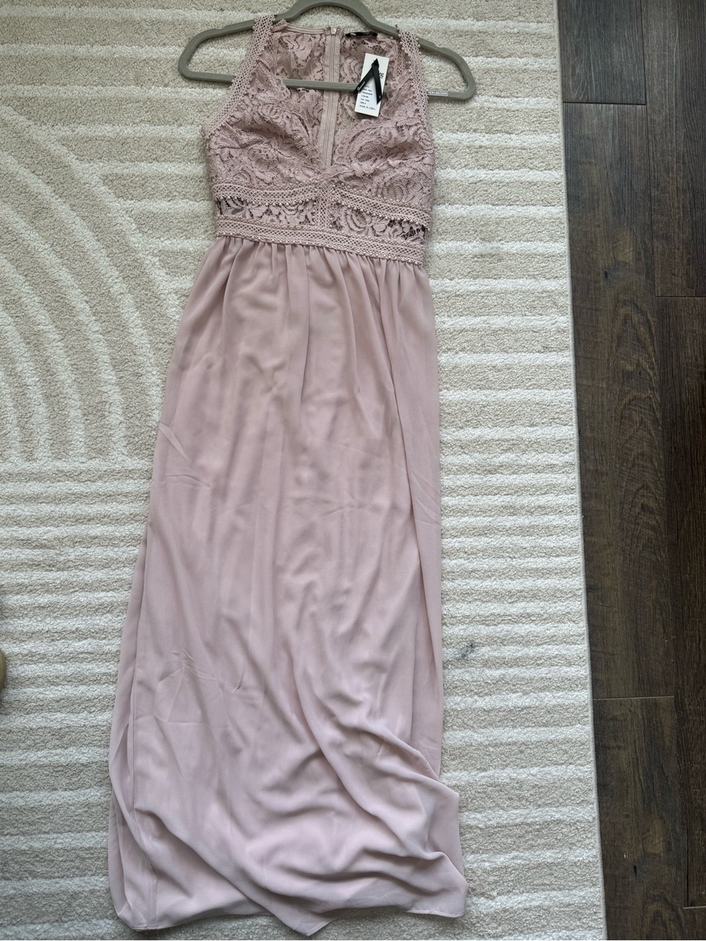 ASOS DESIGN Petite PREMIUM Lace Insert Pleated Maxi Dress - Dusky blush